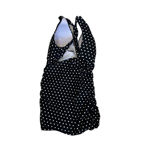 Lauren Ralph Lauren Black White Polka Dot Tummy Control Halter Swimdress 16 NWT - Picture 4 of 12
